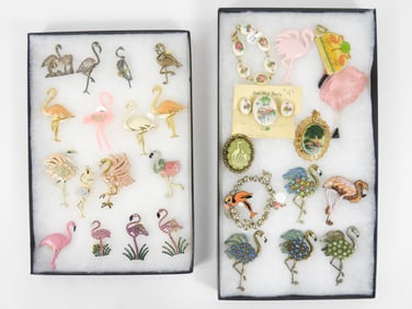 Collection of Estate Flamingo Brooches