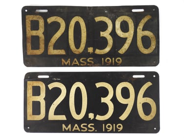 Pair Of 1919 Massachusetts License Plates