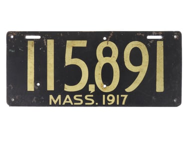 1917 Massachusetts License Plate