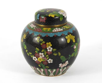 Chinese Famille Noir Cloisonne Ginger Jar