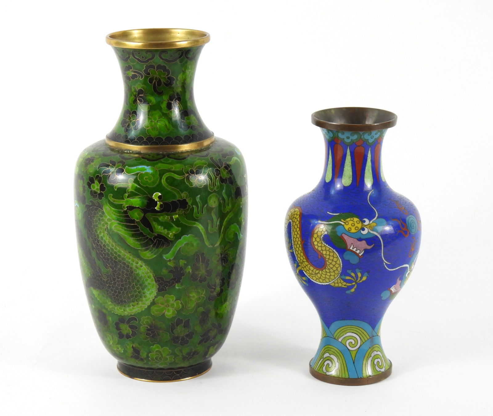 2PC Chinese Dragons Cloisonne Vases (1 of 9)