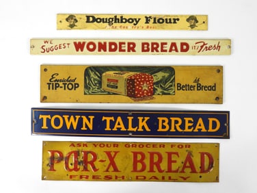 5PC Vintage Bread & Flour Advertising Signs