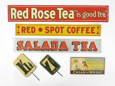 6PC Vintage Price & Advertising Signs