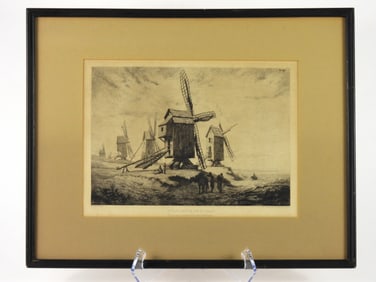 Alexandre Sege Windmill Landscape Etching