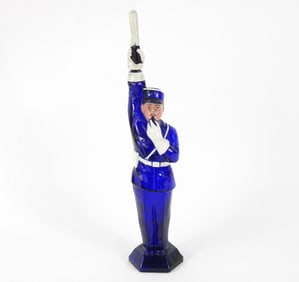 Lg Cobalt Glass Policeman Decanter
