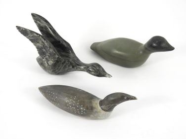3PC Carved Stone Ducks