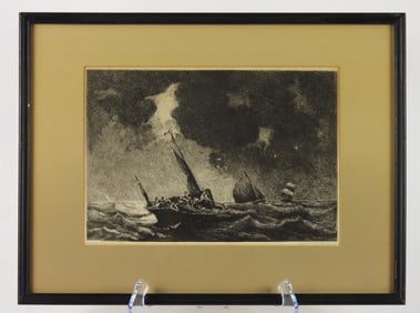 Pierre Emile Berthelemy Fishermen Etching