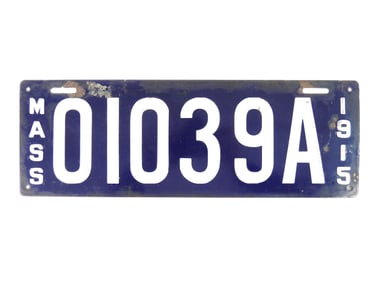 1915 Massachusetts A License Plate