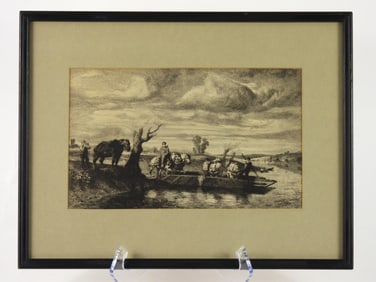 Jules J. Veyrassat River Landscape Etching