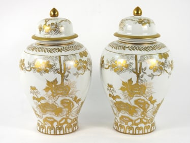 PR European Porcelain Asiatic Potiche Vases