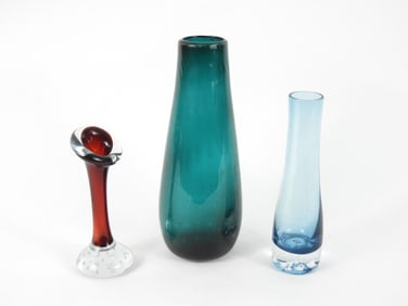 3PC MCM Art Glass Vases