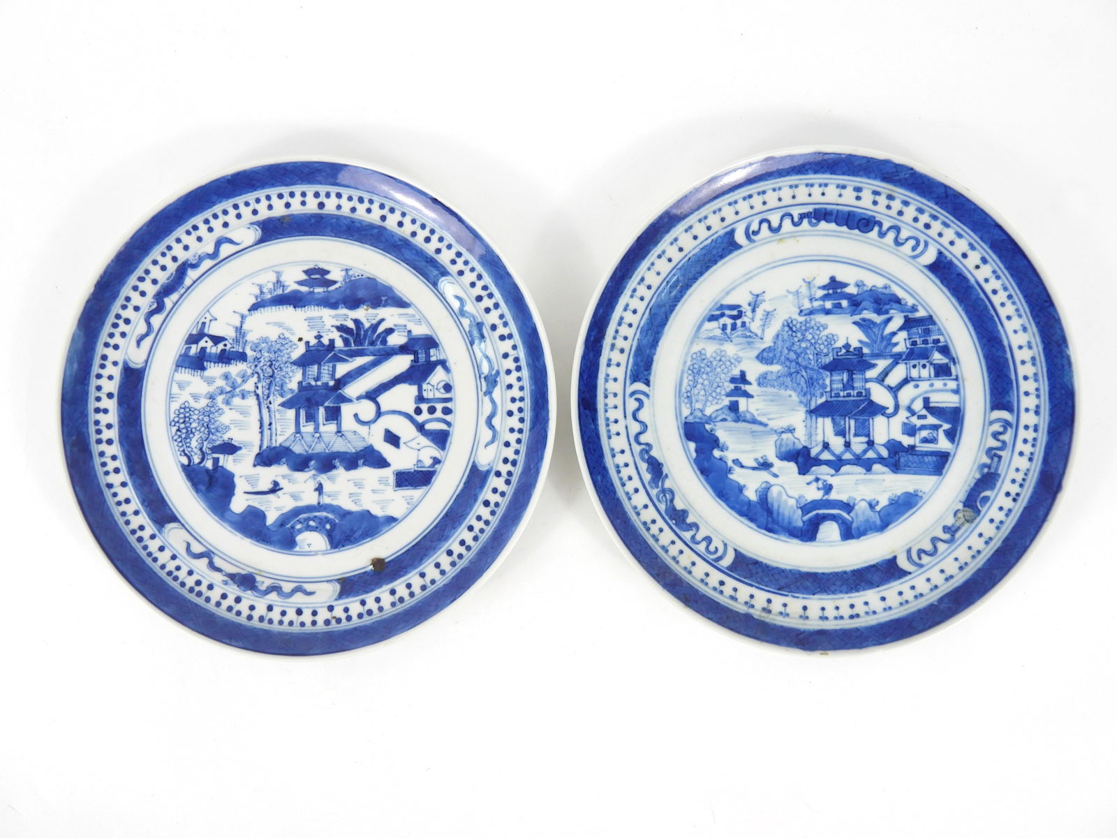 2PC Chinese Qing Blue & White Porcelain Plates (1 of 5)