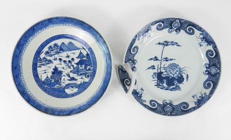 2PC Chinese Blue & White Porcelain Chargers