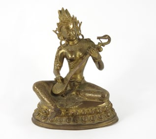 Tibetan Saraswati Brass Sculpture