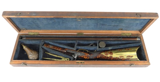 Cased J. Pratt Full Stock Kentucky Takedown Rifle