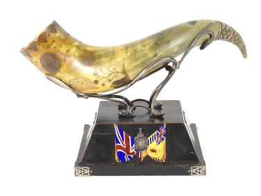 92nd Gordon Highlanders Carved Horn and Mount