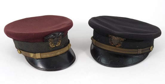 Two WWI-era USN Officer's Visor Caps