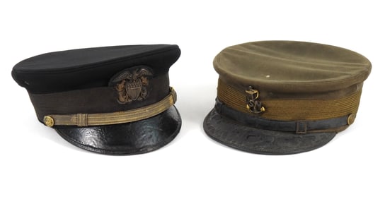 Two WWI-era USN Officer's Visor Caps