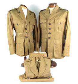 Three WWII-era USMC Summer Officer's Tunics