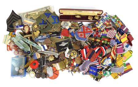 Large Group of Medals, Pins, and Ribbon Bars