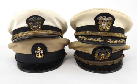 Group of Four USN Visor Caps