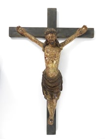 19C Carved Wood Crucifix