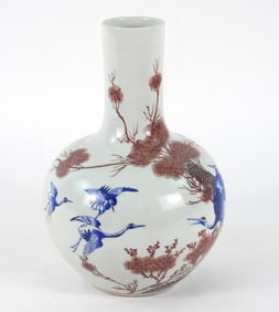 Chinese Kangxi Mark Porcelain Crane Vase