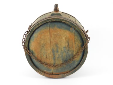 LG Blue Painted Wood Canteen w/ Iron Bands