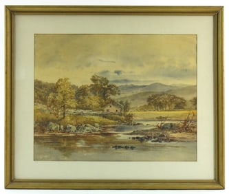James Callowhill Stream Landscape WC Painting