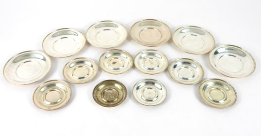 14PC Whiting & Wallace Sterling Silver Ashtrays