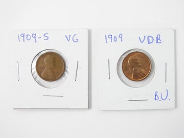 2PC 1909 One Cent Wheat Pennies