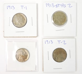 4PC U.S. 1913 Buffalo Nickels