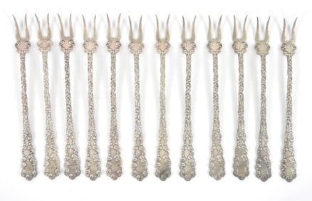 12PC R Wallace & Sons Sterling Silver Oyster Forks