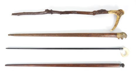 4PC Antique Horn Handled Canes