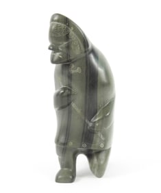 Inuit Signed Carved Soapstone Hunter Sculpture