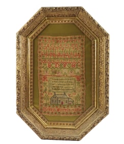 19C American Embroidered Band Sampler