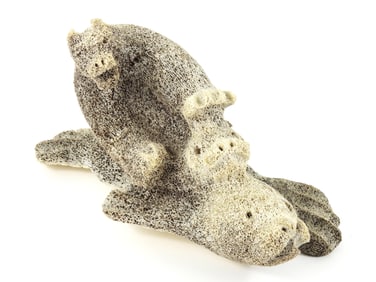 Inuit Petrified Whale Bone Sculpture