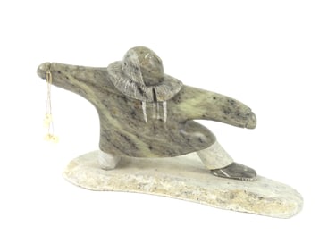 Glenn Tingook Carved Soapstone Hunter Sculpture