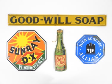4PC Assorted Vintage Advertising Signs