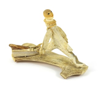 Inuit Carved Antler Figural Sculpture