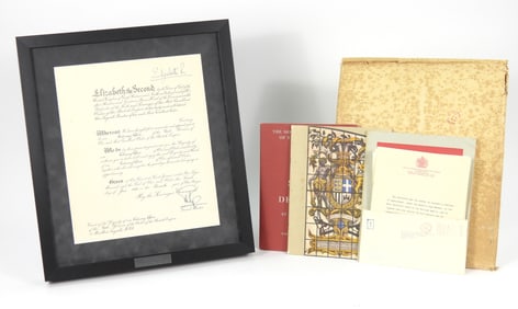 Signed Queen Elizabeth II Document w/ Ephemera