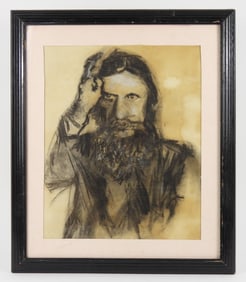 Charcoal Portrait Illustration of Rasputin