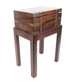 English Brass Mounted Mahogany Campaign Lap Desk