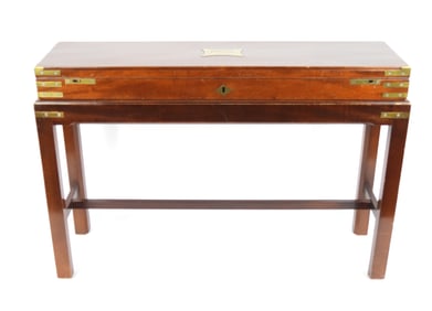 English Brass Mounted Campaign Gun Case w/ Stand