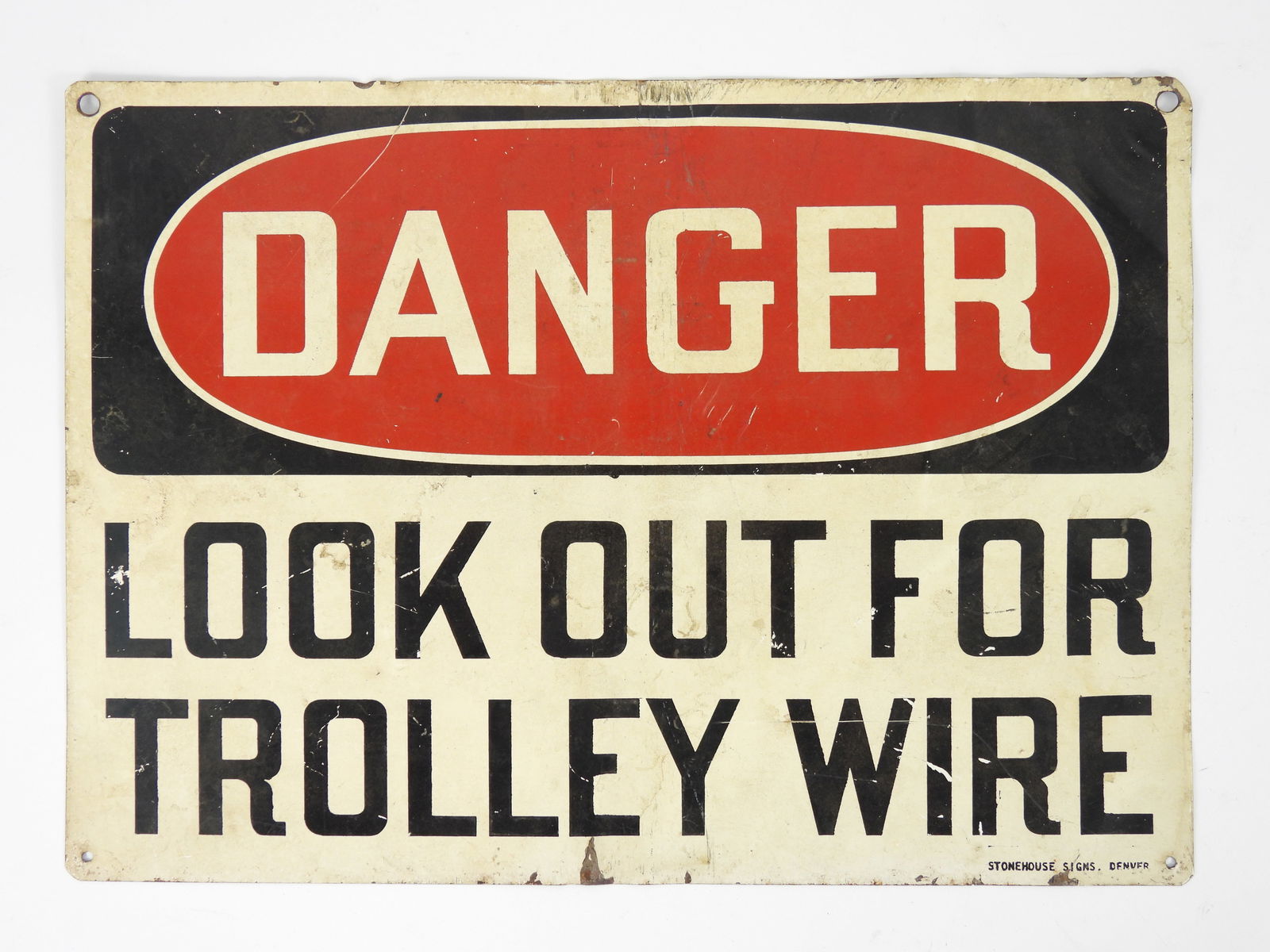 Vintage Trolley Wire Danger Sign (1 of 3)