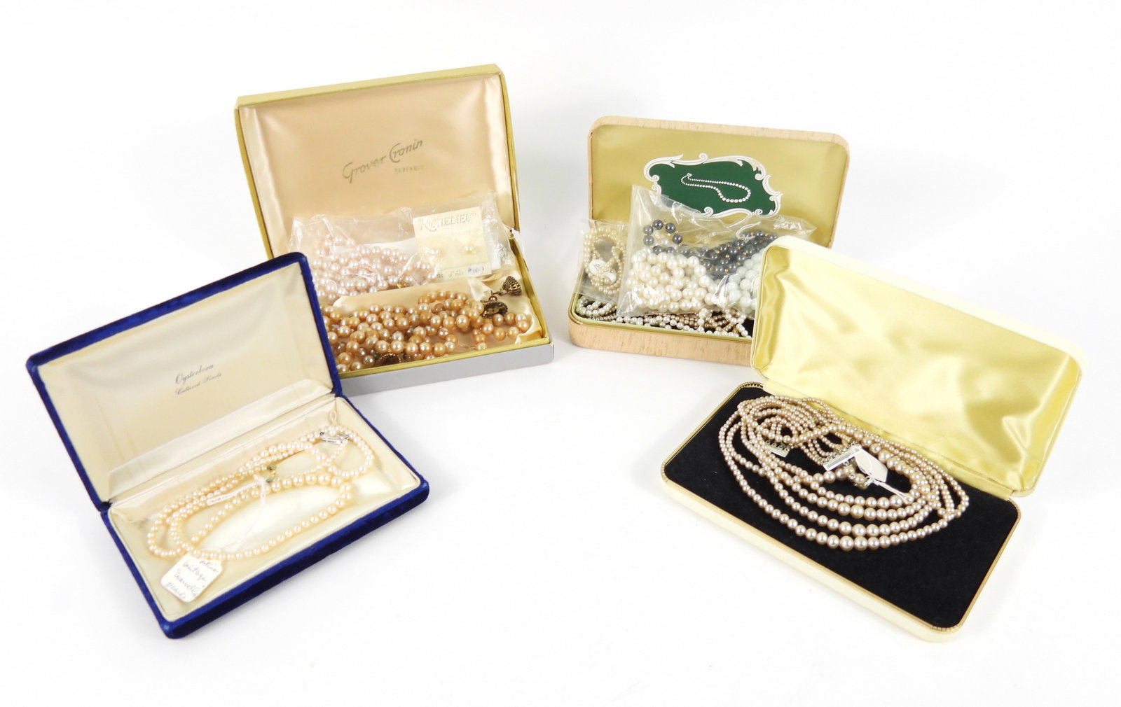LG Collection Estate Pearl & Costume Jewelry: 20th Century, Pearl, beads, metal. Includes a large array of pearl and beaded necklaces and bracelets including ones from Marvella.
