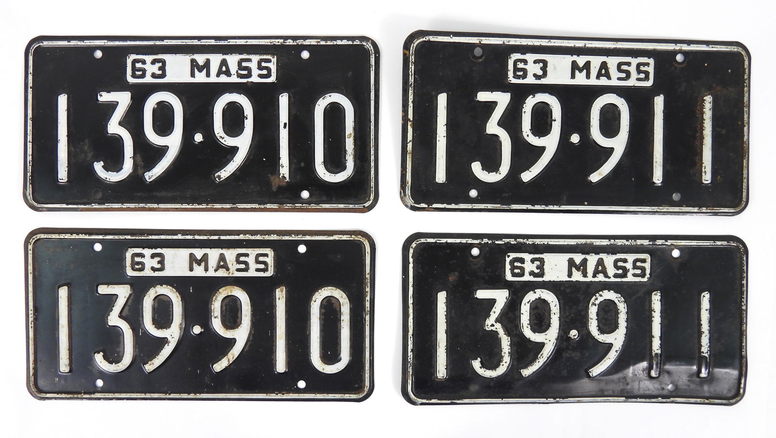 2PC 1963 Sets Of Consecutive Mass License Plates (1 of 5)