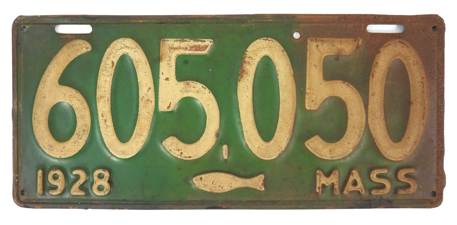 Scarce 1928 Cod Fish Massachusetts License Plate (1 of 2)