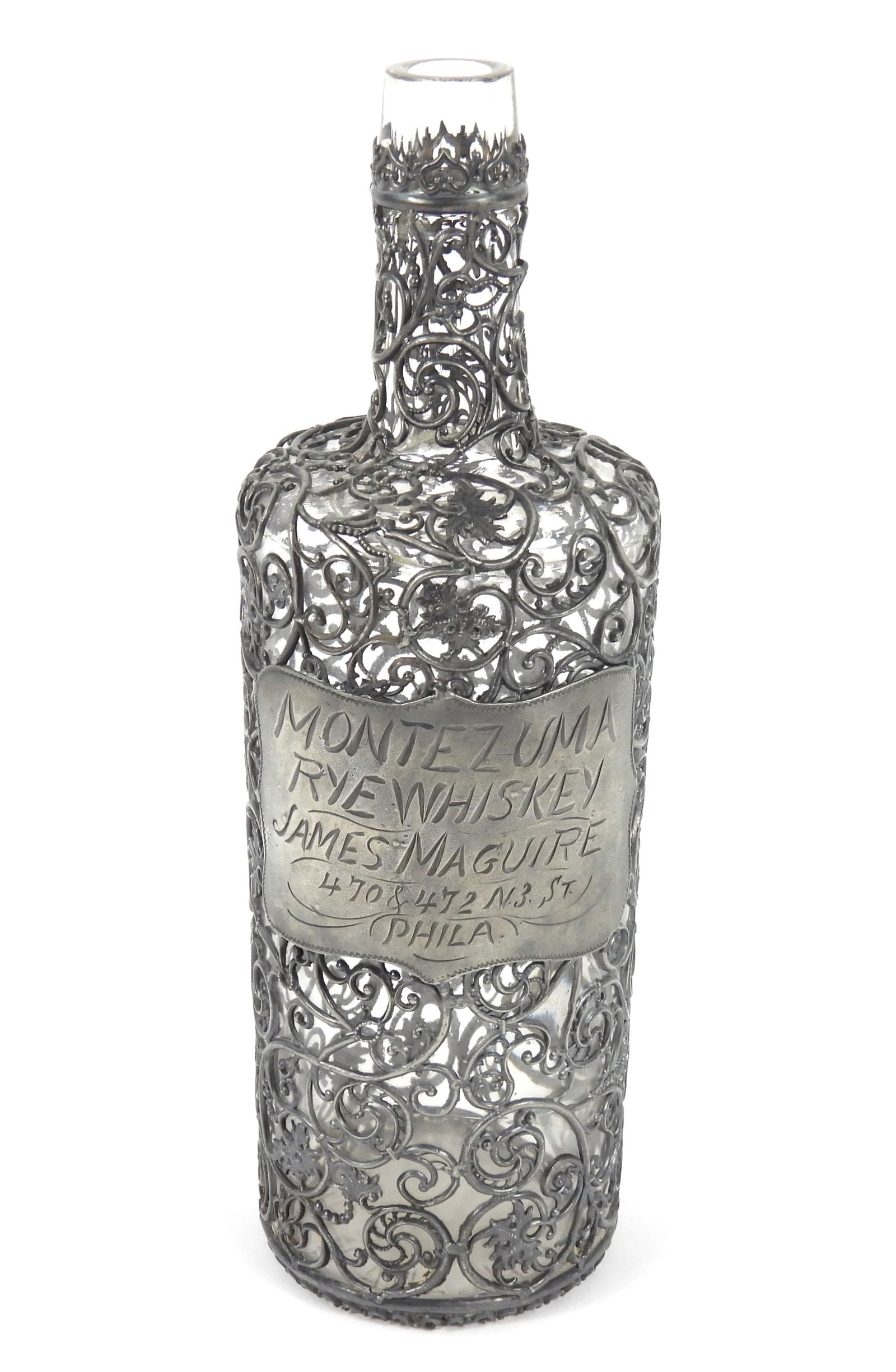 Metal Overlay Montezuma Whisky Bottle (1 of 5)