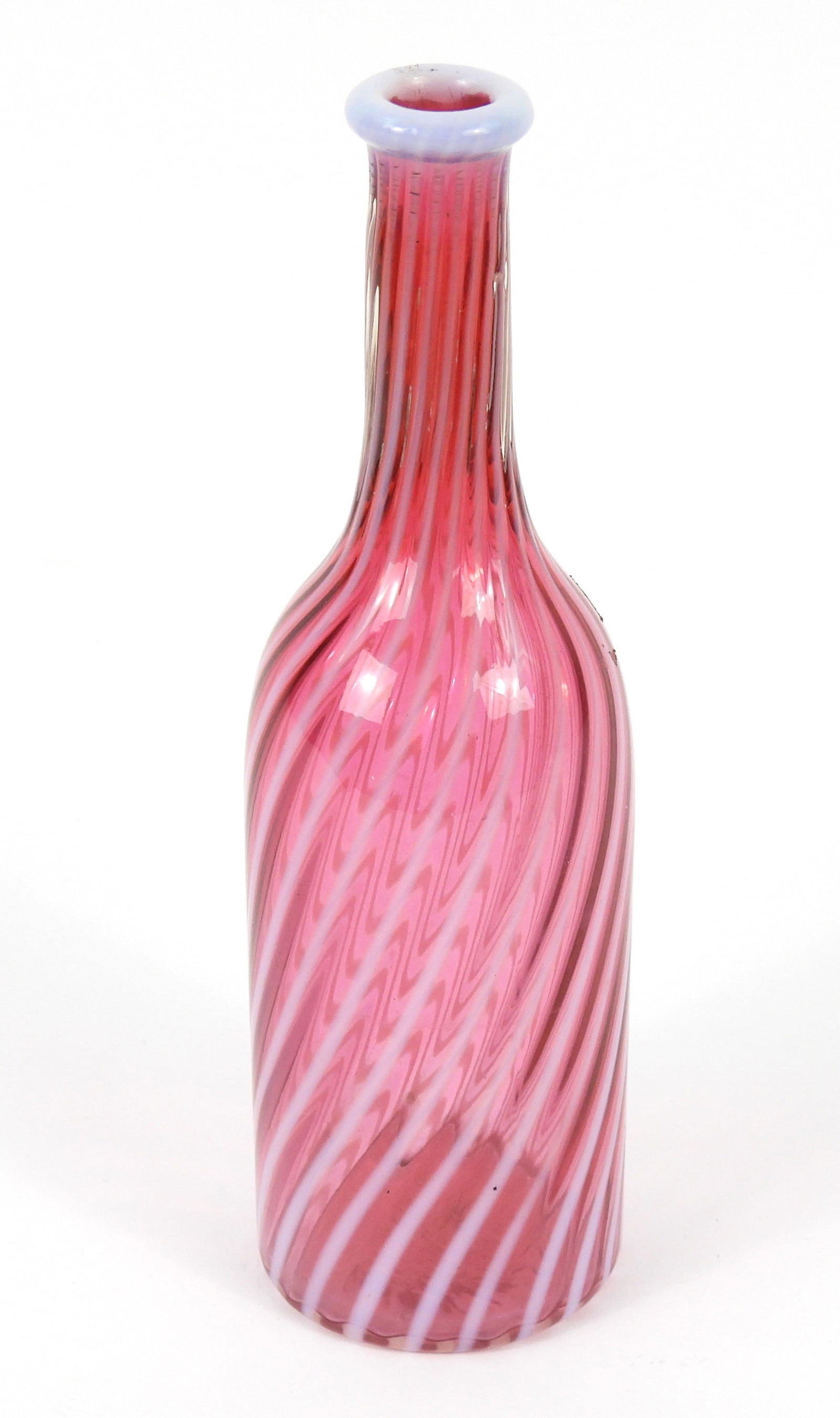 Cranberry Opalescent Swirl Bottle